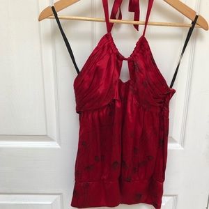 Ruby red Silk Bebe halter top